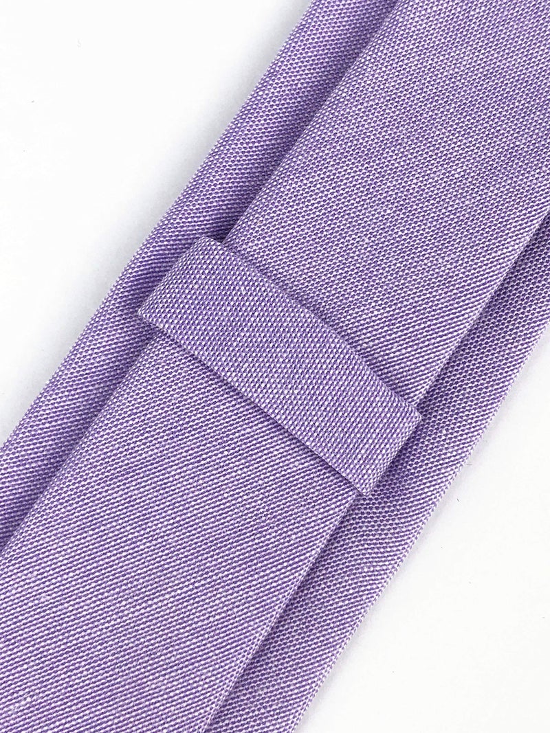 Secdtie Men's Skinny Tie Causal Cotton Solid Color Linen Narrow Slim cut Necktie (One Size, Lavender) - Image 3